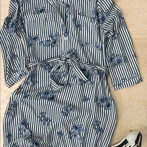 Airy blue and white floral striped dress